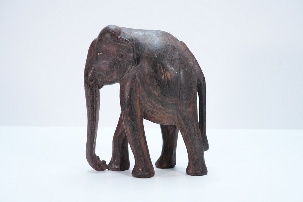 Set of Three Carved Wooden Elephant Sculptures - 8