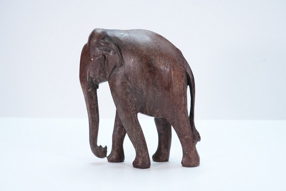 Set of Three Carved Wooden Elephant Sculptures - 6