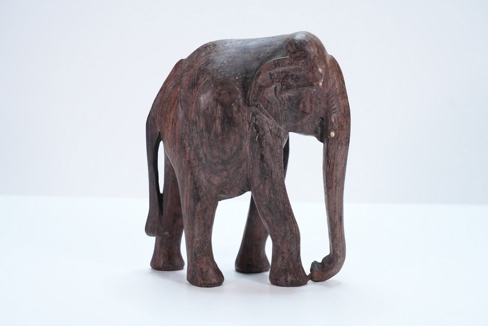 Set of Three Carved Wooden Elephant Sculptures - 9