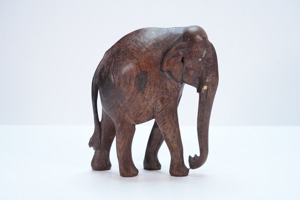 Set of Three Carved Wooden Elephant Sculptures - 7