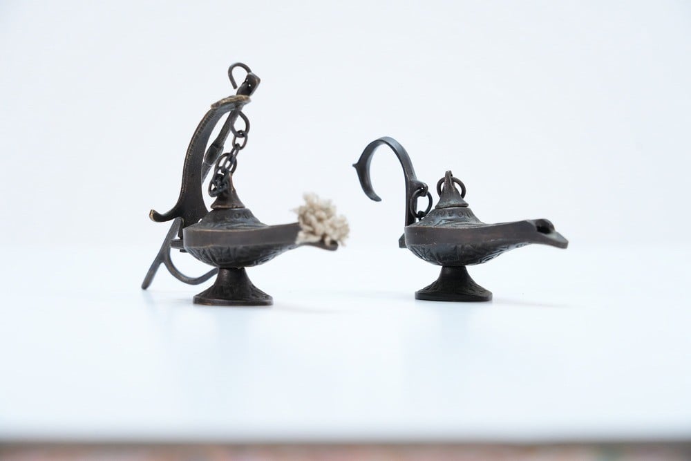 Pair of Traditional Metal Lamps - 1