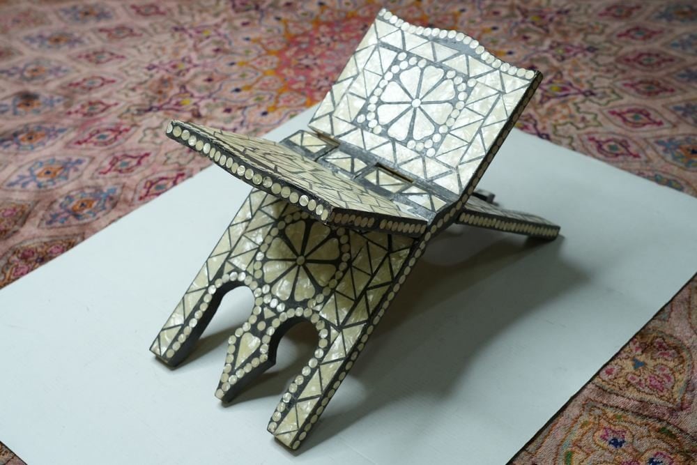 Traditional Inlaid Wooden Quran Stand - 1