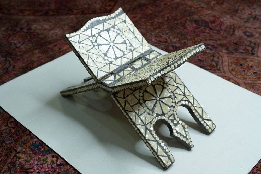 Traditional Inlaid Wooden Quran Stand - 3