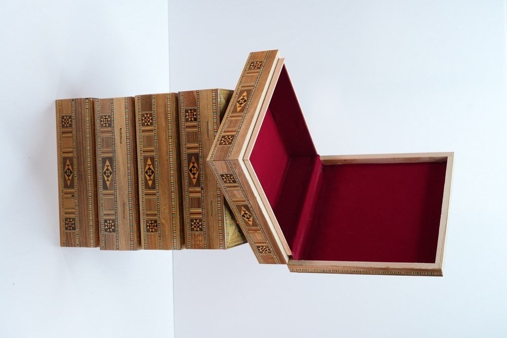Set of Five Square Wooden Boxes - 4 - 1