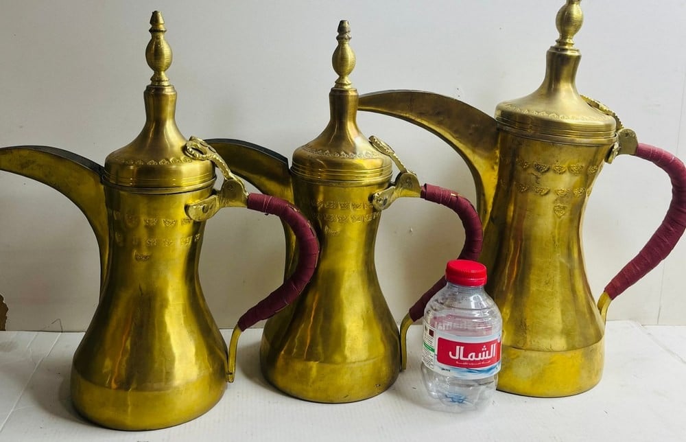 Vintage Large Quraishi Copper Dallah Set – Taher Khattab - 5