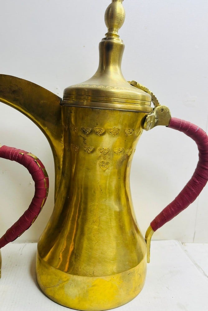 Vintage Large Quraishi Copper Dallah Set – Taher Khattab - 2