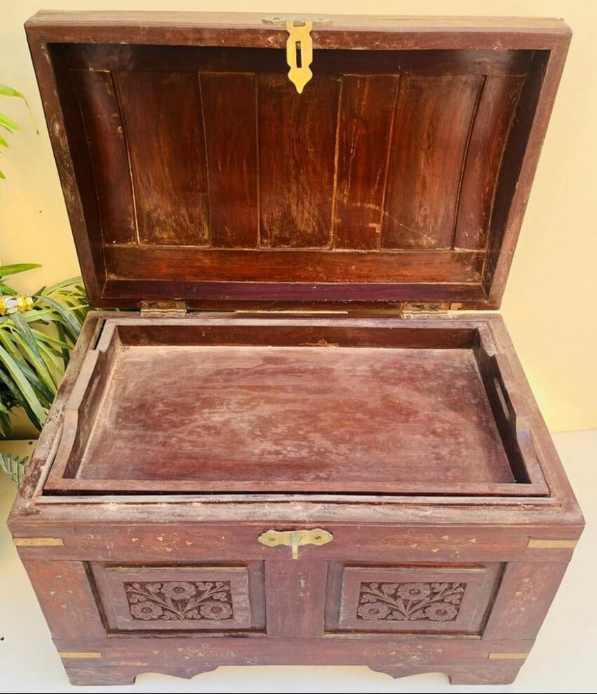 Vintage Wooden Chest – Al-Sunduq Al-Mabait Style - 4