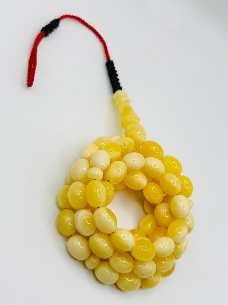 Natural Amber Rosary, White Pigeon Speckled White 'Kaliningrad - 4