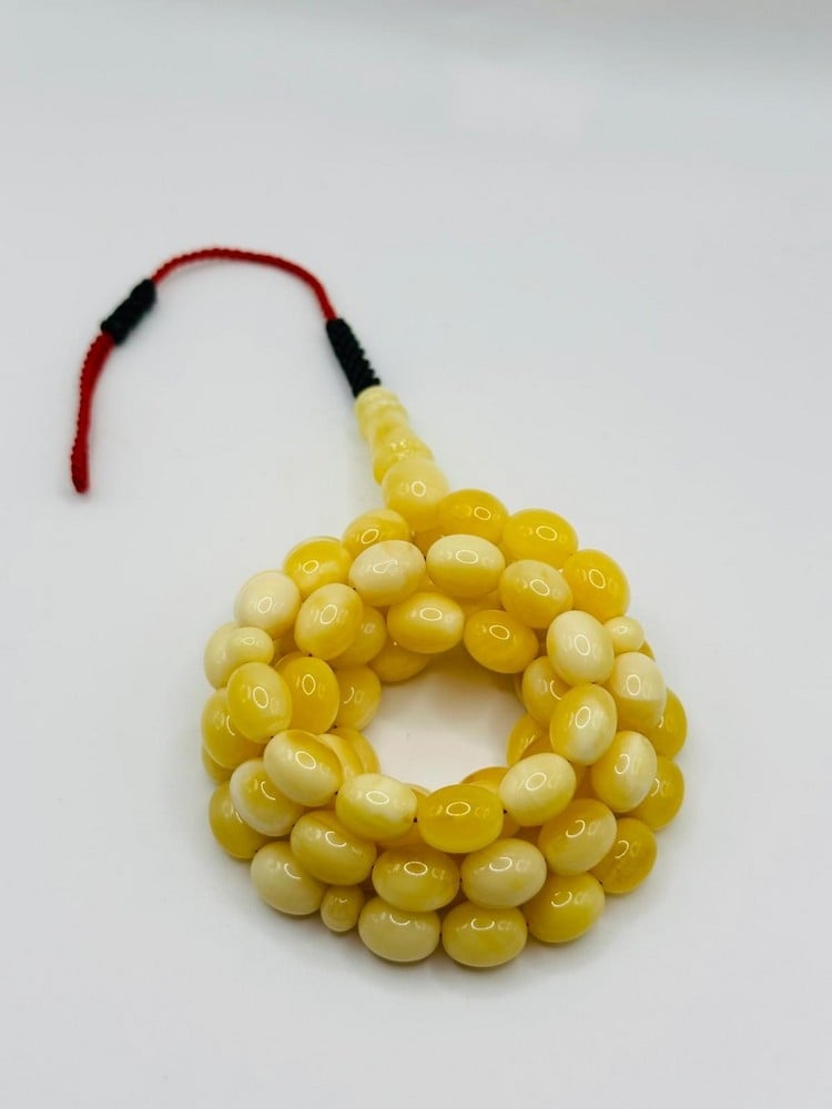 Natural Amber Rosary, White Pigeon Speckled White 'Kaliningrad - 2