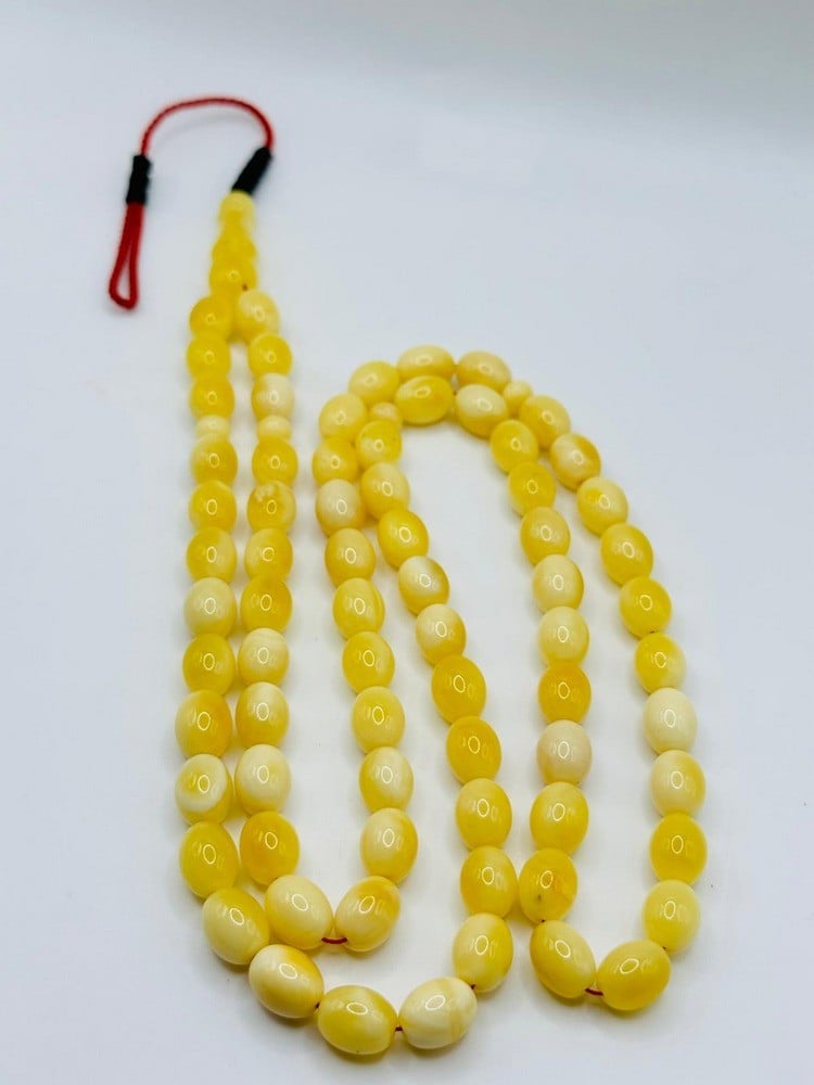 Natural Amber Rosary, White Pigeon Speckled White 'Kaliningrad - 1