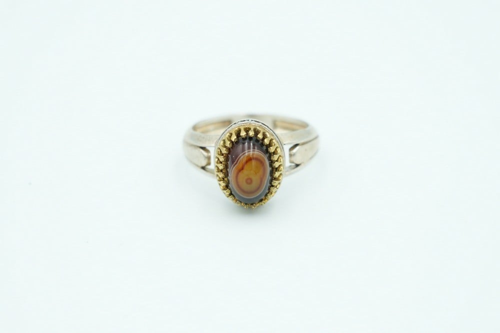 925 Silver Regular Ring Topped With Yemeni Agate - 1