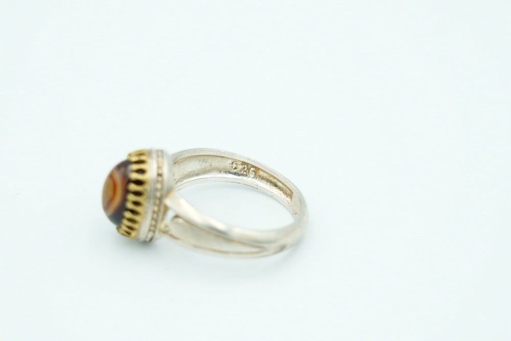 925 Silver Regular Ring Topped With Yemeni Agate - 4