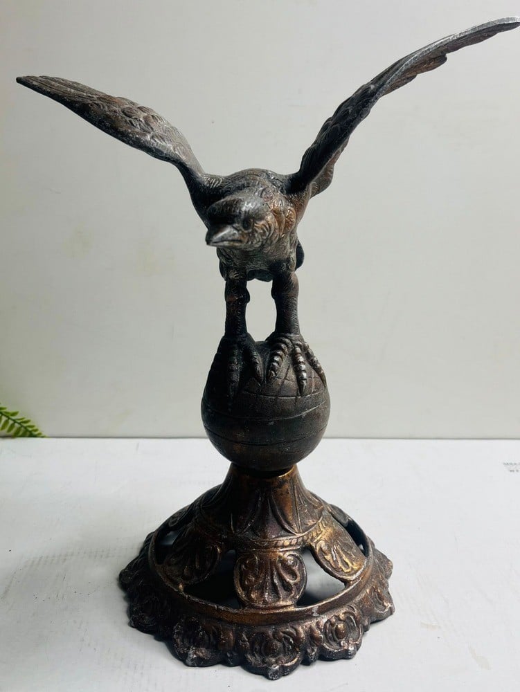 Copper Eagle Desk Sculpture on Globe - 3