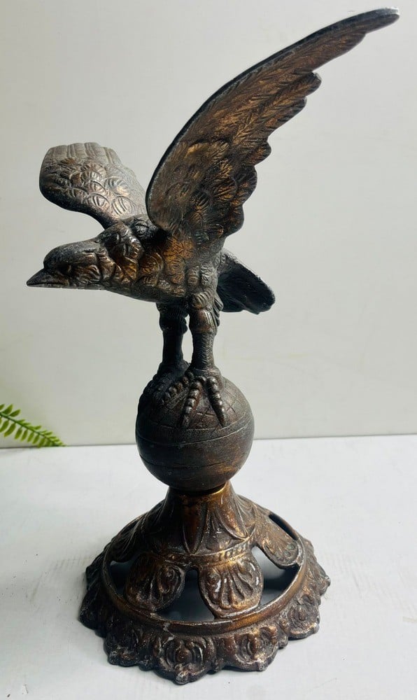 Copper Eagle Desk Sculpture on Globe - 2