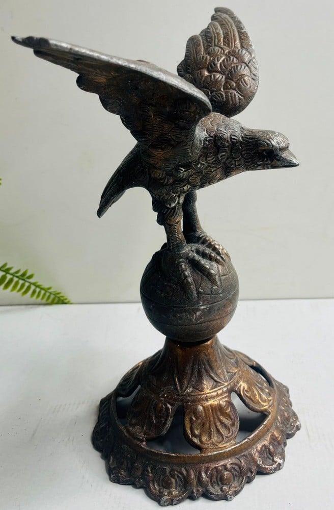 Copper Eagle Desk Sculpture on Globe - 1