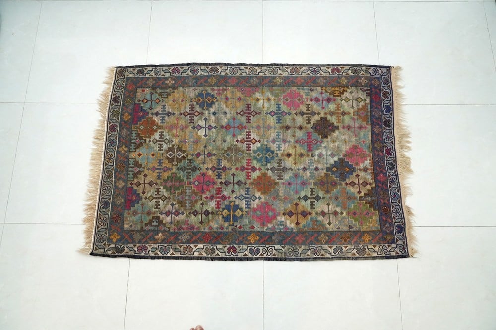 Antique Hand-Knotted Persian Iranian Rug - 3 - 7