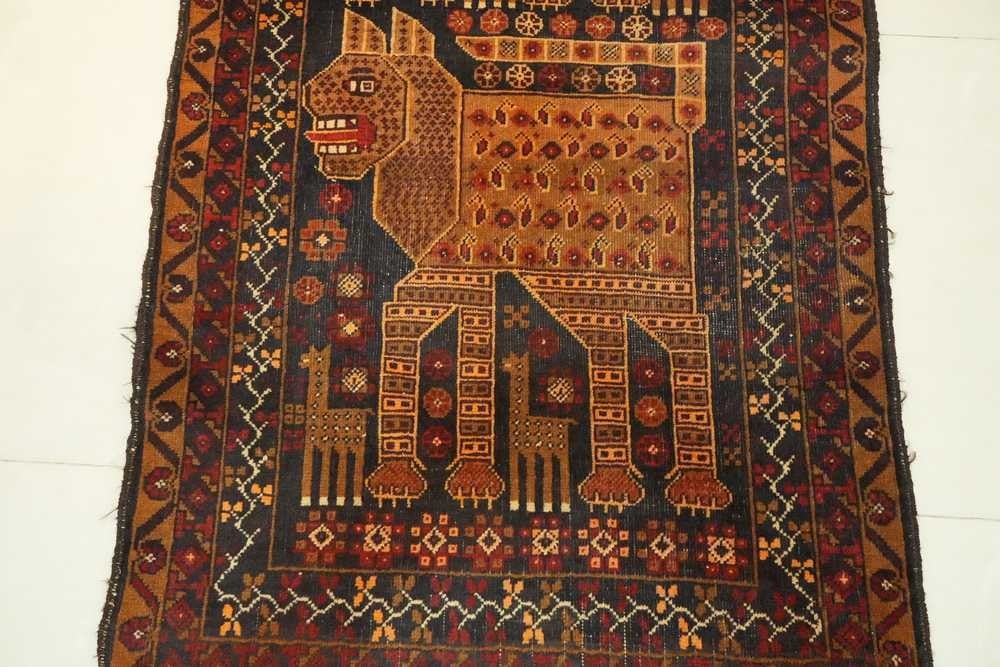 Antique Hand-Knotted Persian Iranian Rug – Lion Design - 3