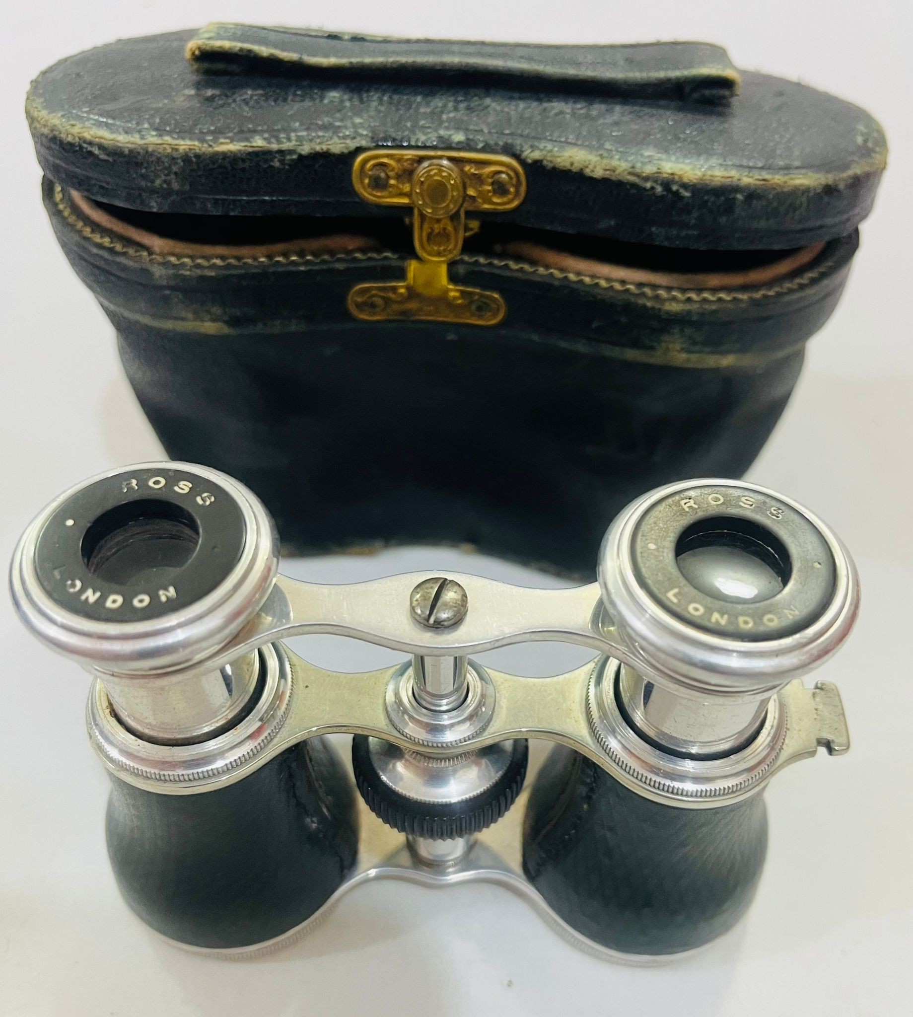 Very Old British Binoculars with Original Leather Case - 2