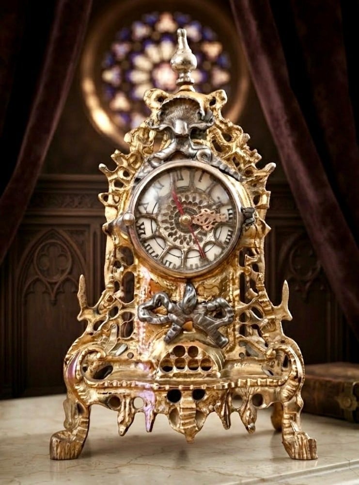 A French-Style Desk Clock Featuring A Rococo Design - 3