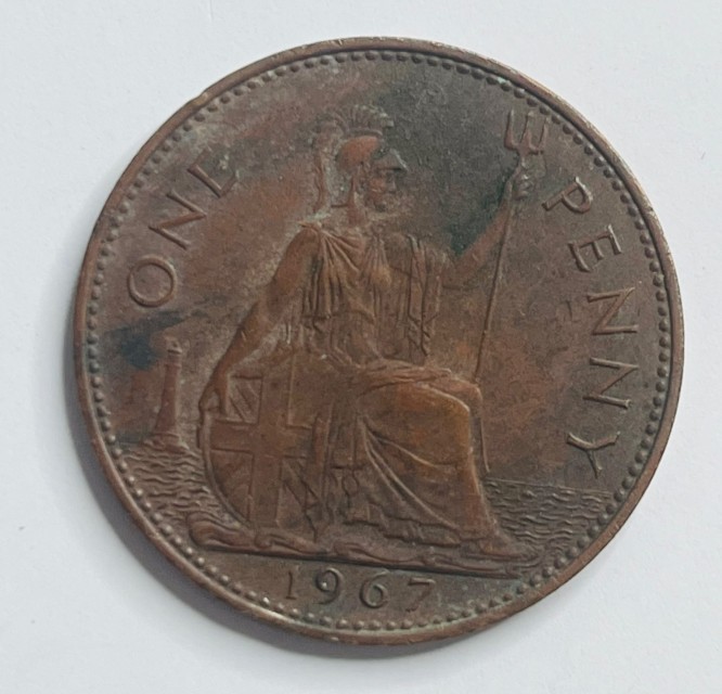 British One Penny Bronze Coin – 1967 - 2