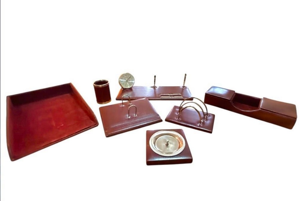 Luxury Executive Desk Set Made Of Premium Genuine Leather - 6