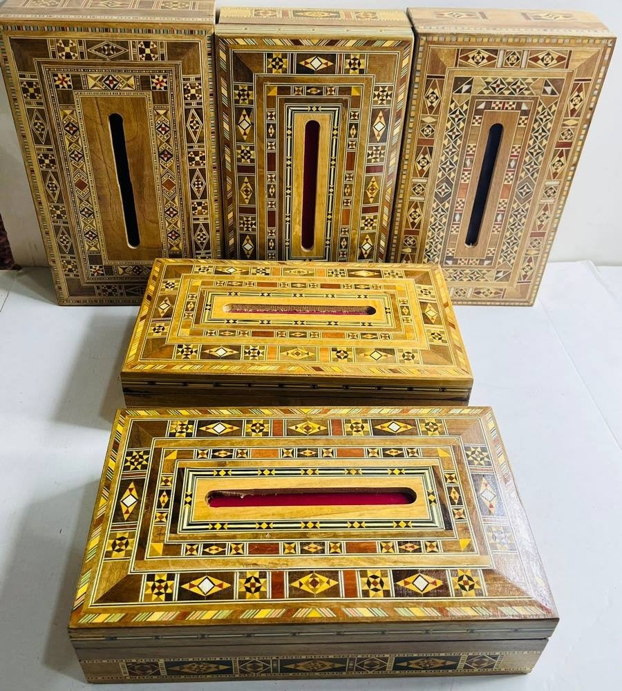 Set of 5 Syrian Arabesque Inlaid Wooden Boxes - 3