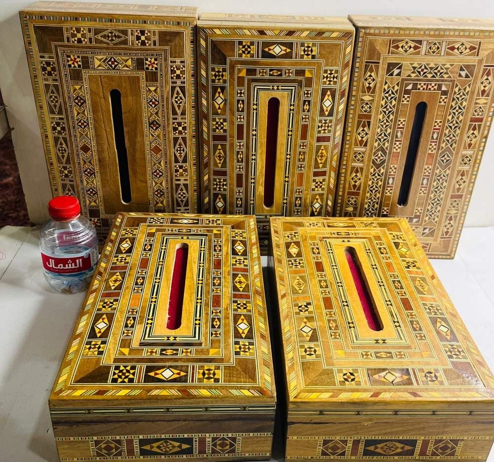 Set of 5 Syrian Arabesque Inlaid Wooden Boxes - 4