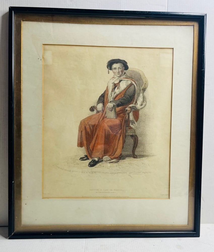 Antique European Wall Print – Doctor in Law or Physic, in Congregation Robes - 3