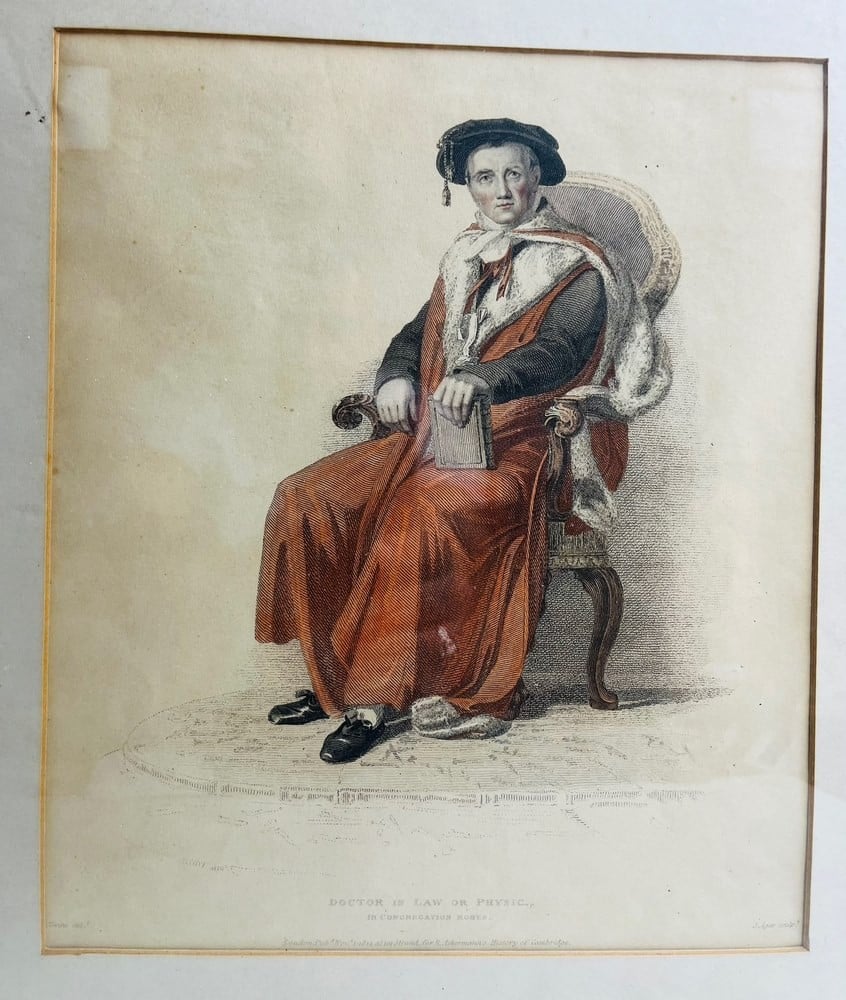 Antique European Wall Print – Doctor in Law or Physic, in Congregation Robes - 1