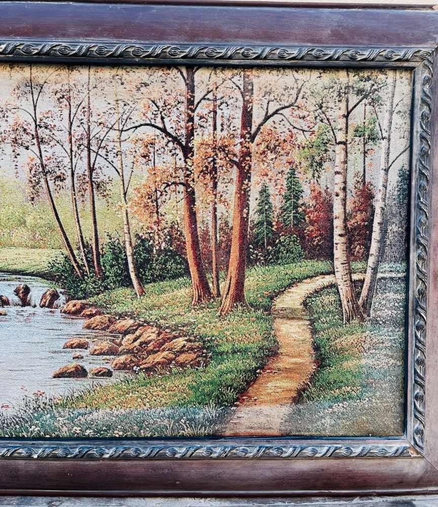 Framed Canvas Wall Artwork – Autumn River Landscape - 1
