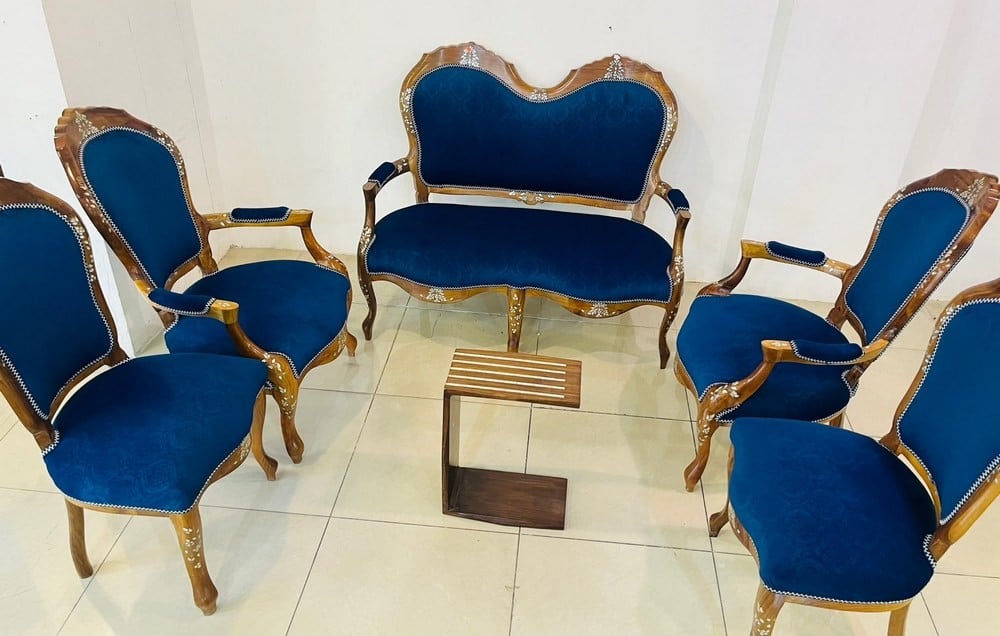 Classic Royal Sofa Set with Natural Mother-of-Pearl Inlay - 6