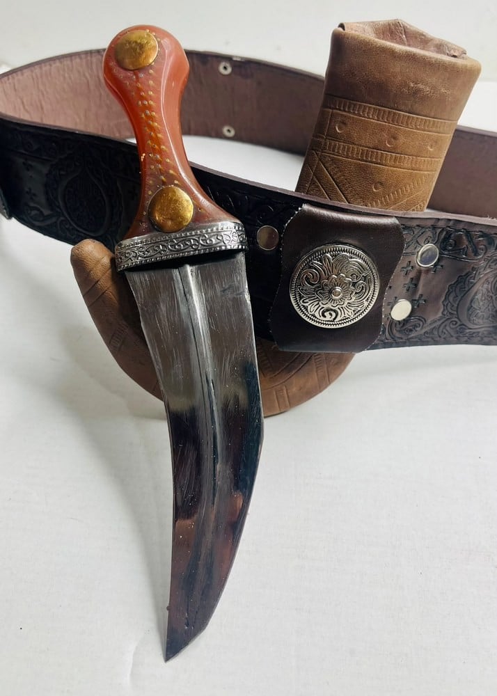 Yemeni-Style Jambiya Dagger with Leather Scabbard and Belt - 5