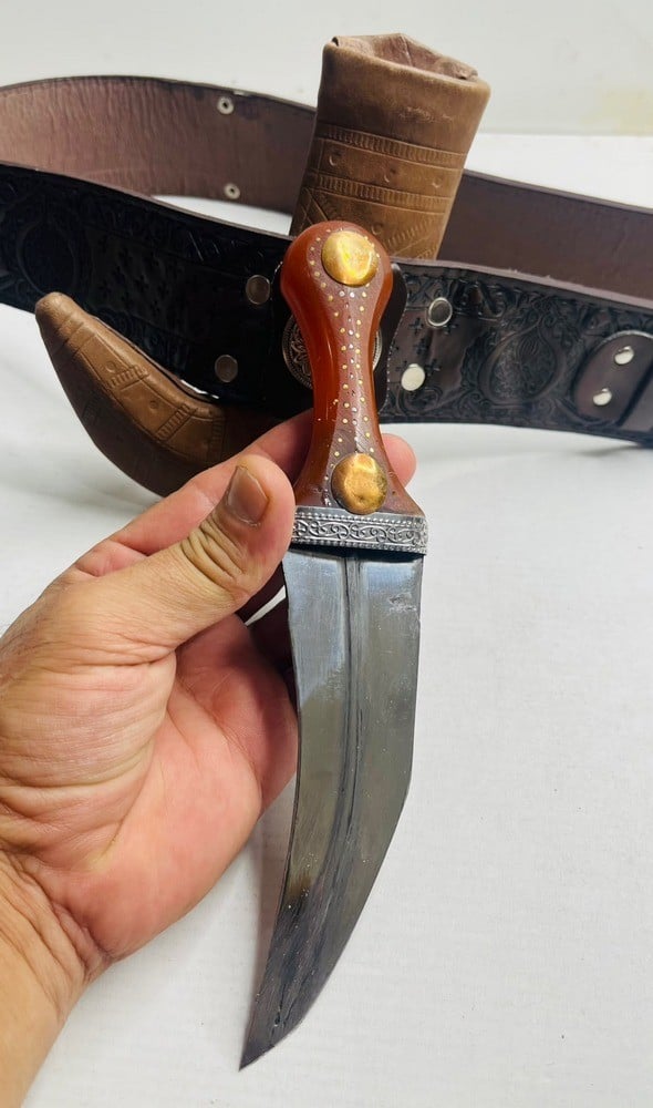 Yemeni-Style Jambiya Dagger with Leather Scabbard and Belt - 3