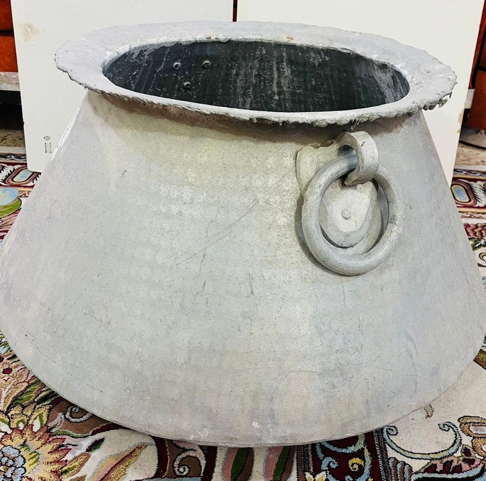 Large Antique Copper Cooking Pot - 1