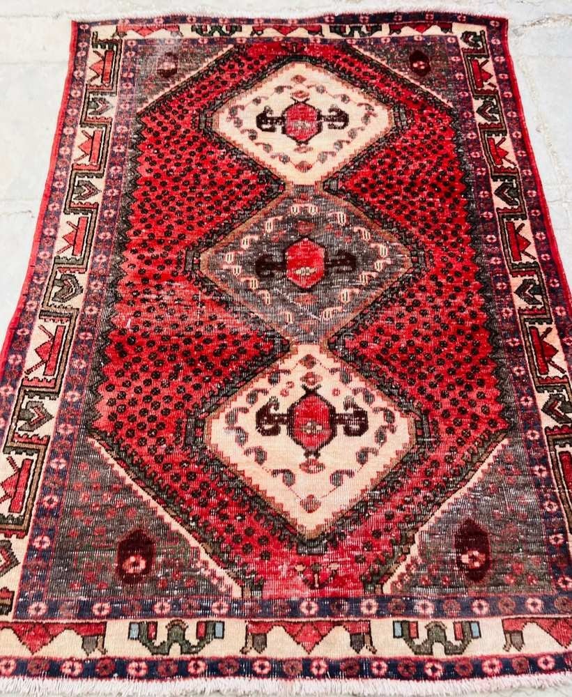 Antique Handmade Heritage Rug with Geometric Patterns - 1