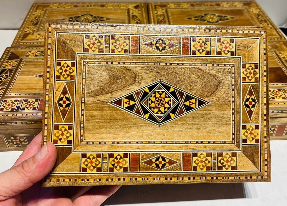 Handcrafted Wooden Boxes with Damascene Arabesque Inlay - 1