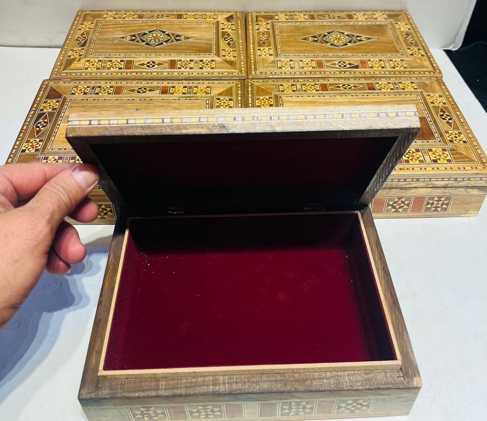 Handcrafted Wooden Boxes with Damascene Arabesque Inlay - 4