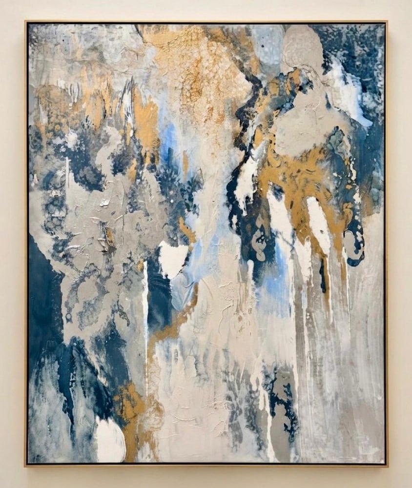 Rare Abstract Artwork With Gold Colored Accents - 3
