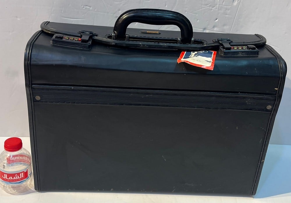 Black Hard-Shell Document Briefcase with Combination Locks - 1