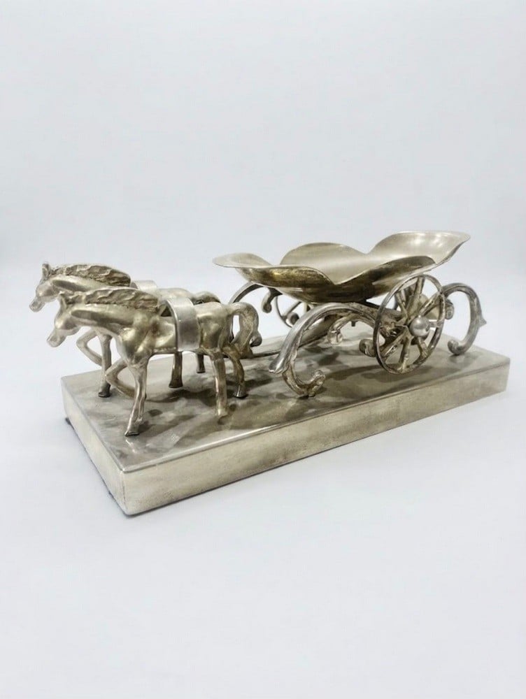Decorative Classic Horse-Drawn Carriage Figurine - 3