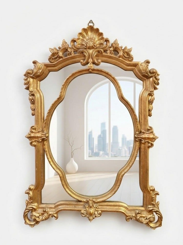 Luxury Classic Wall Mirror with Ornate Gold Frame - 1