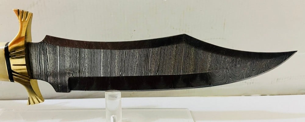 Large Traditional Dagger with Natural Bone Handle and Leather Sheath - 2