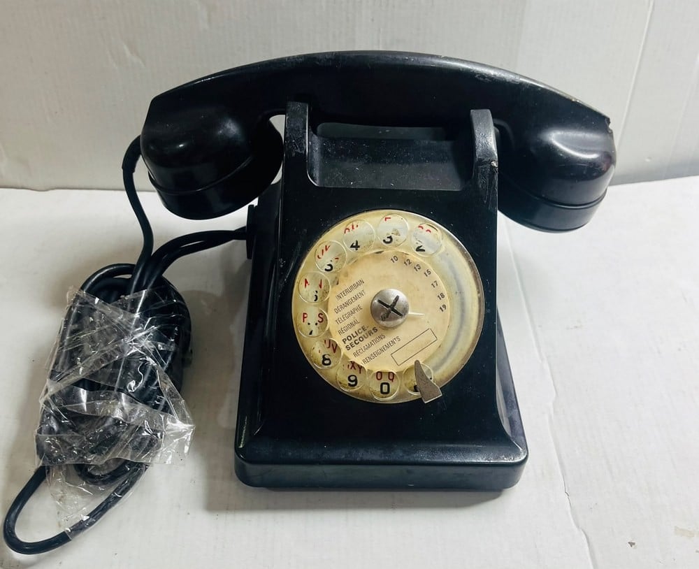Vintage Black Bakelite Rotary Telephone - 1