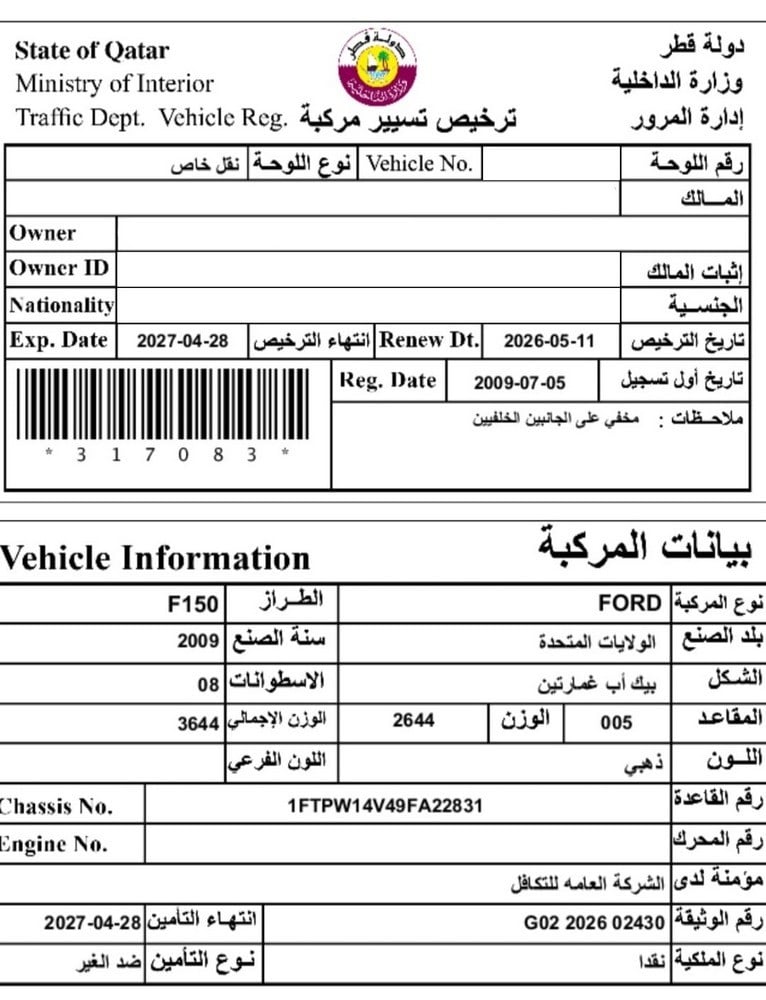 Ford F150 Model 2009, Y-16115 - 12