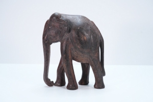 Set of Three Carved Wooden Elephant Sculptures - 8