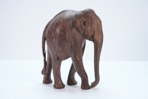 Set of Three Carved Wooden Elephant Sculptures - 5