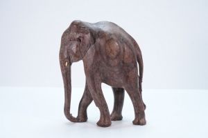Set of Three Carved Wooden Elephant Sculptures - 4