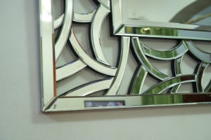 Rectangular Wall Mirror with Geometric and Decorative Design - 3