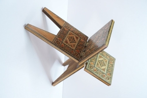 Folding Wooden Quran Stand with Oriental Mosaic Inlay - 2