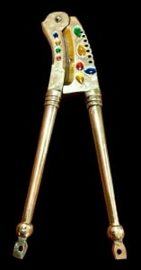 A Collection Of Handcrafted Brass Nutcrackers Decorated With Colorful Stones - 7